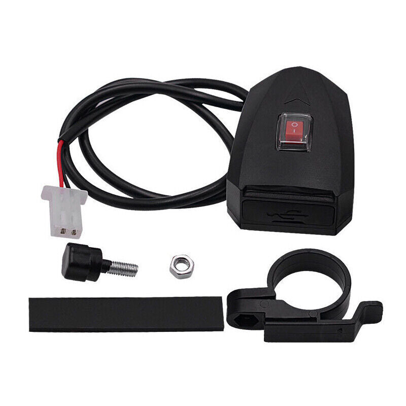 Waterproof all-terrain vehicle/motorcycle dual USB phone charger handlebar bracket with switch for convenient use. n