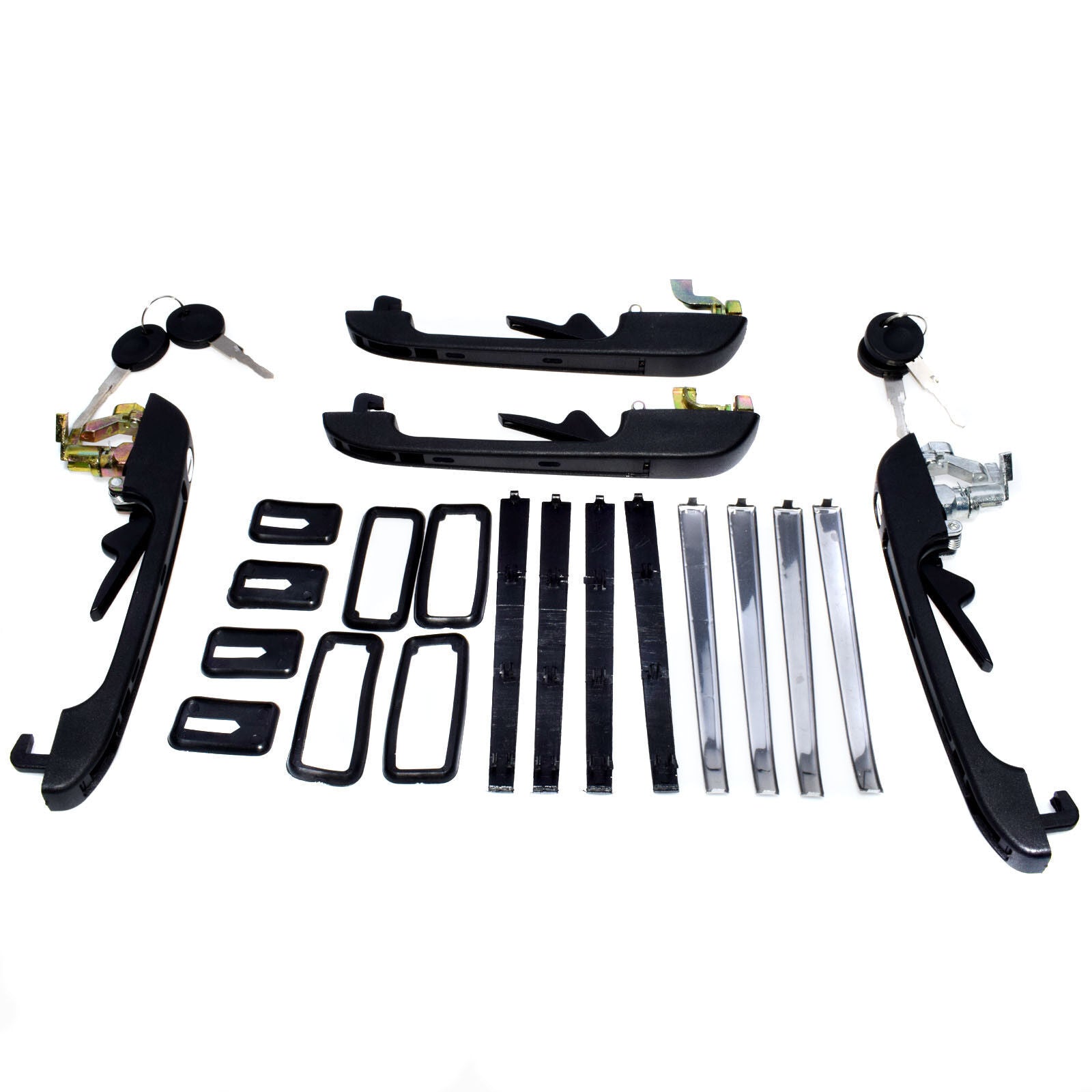 for VW for Golf for Jetta 191837205A 4Pcs Outer Door Handle Front Rear Left Right Black