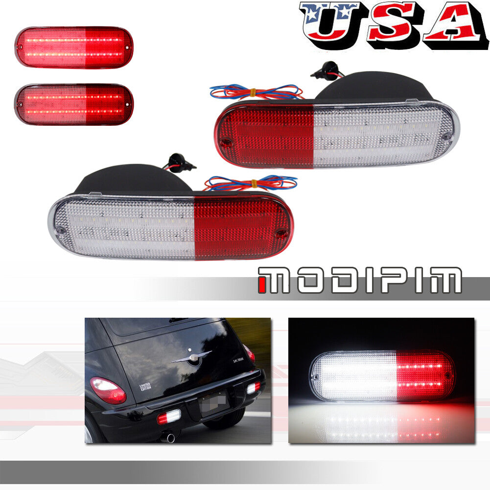 2 Pack White/Red Backup Lights Tail Lights and Brake Lights for 01-05 for for CHRysler PT Cruiser - v