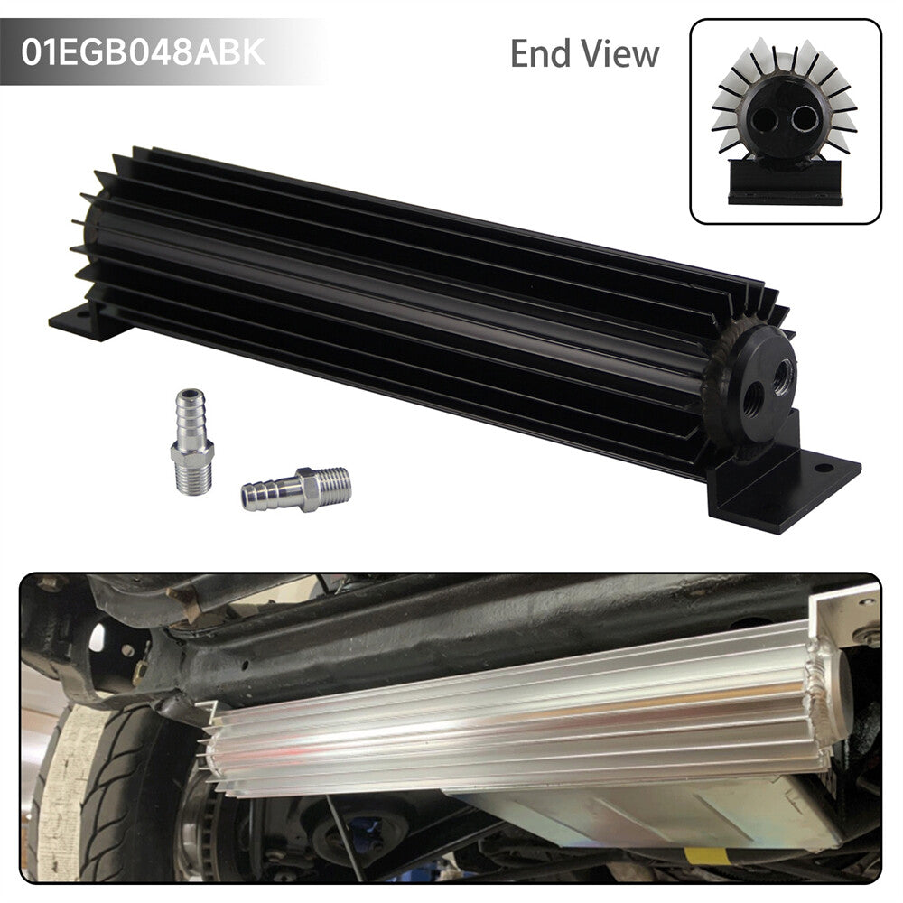 Universal 12'' Aluminum Dual Pass Finned Transmission Oil Cooler W/Fittings