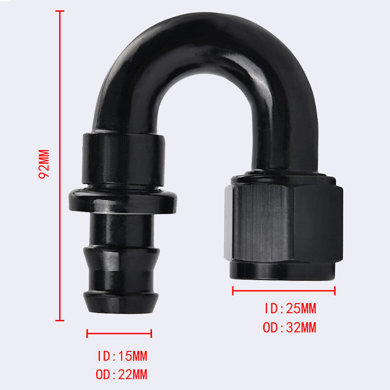 12AN AN12 90 Degree Push-On Hose End Fittings/Adapters Push Lock Barb Black