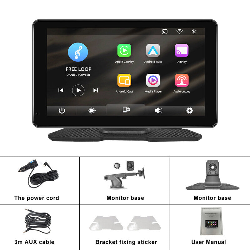7-inch Car Touchscreen Monitor DVR for Trucks, Buses, and RVs with CarPlay, Android Auto, 1080P n