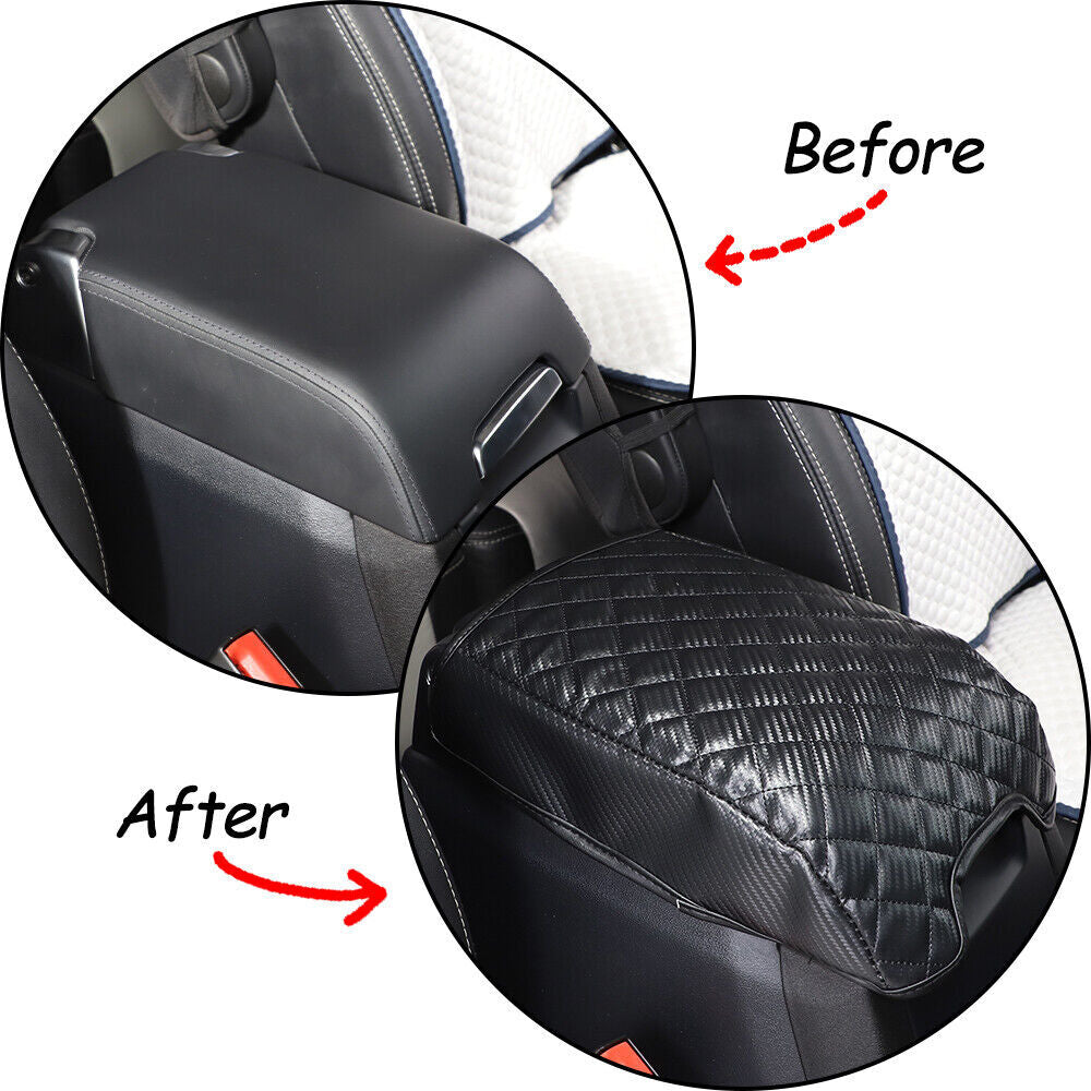 for Land Rover Discovery 4 10-16 Carbon Center Armrest Box Cushion Leather Cover