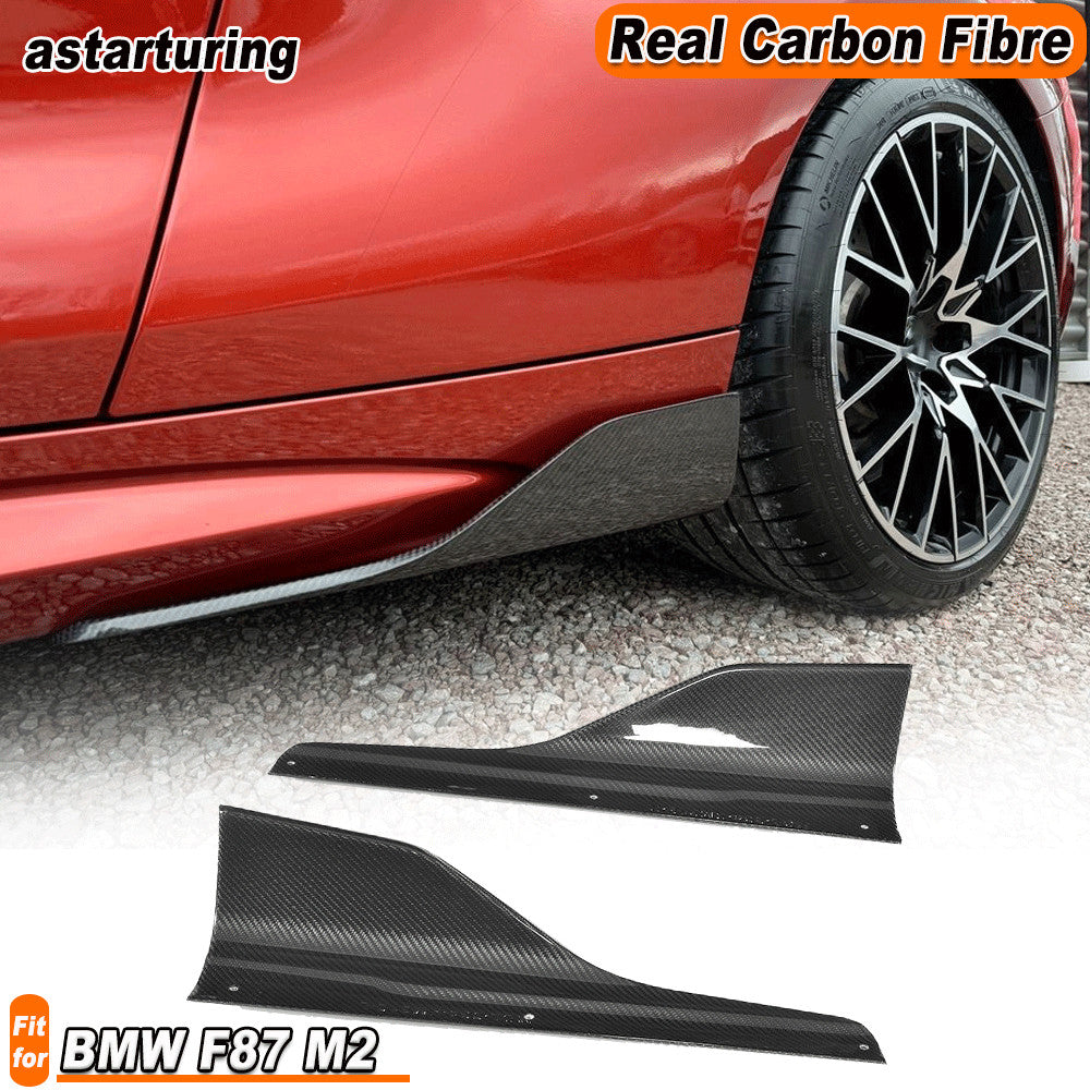 2PCS Side Skirt Splitters Fins Fit for BMW F87 M2 Coupe Carbon Fiber 2016-2020