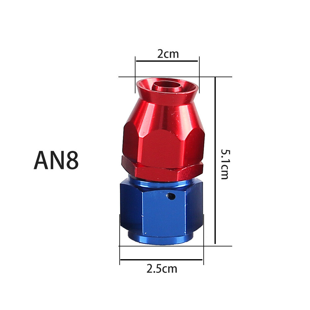 8AN PTFE Hose End Fittings Straight Aluminum Swivel 8AN For PTFE Hose Only Red