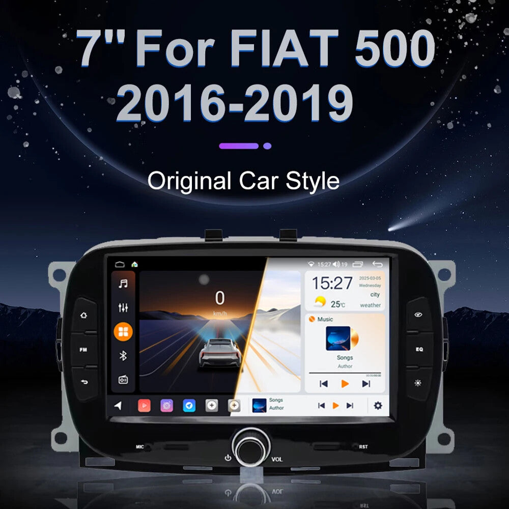 for Fiat 500 2016-2019 Android Auto CarPlay Car Radio GPS Stereo Player Screen