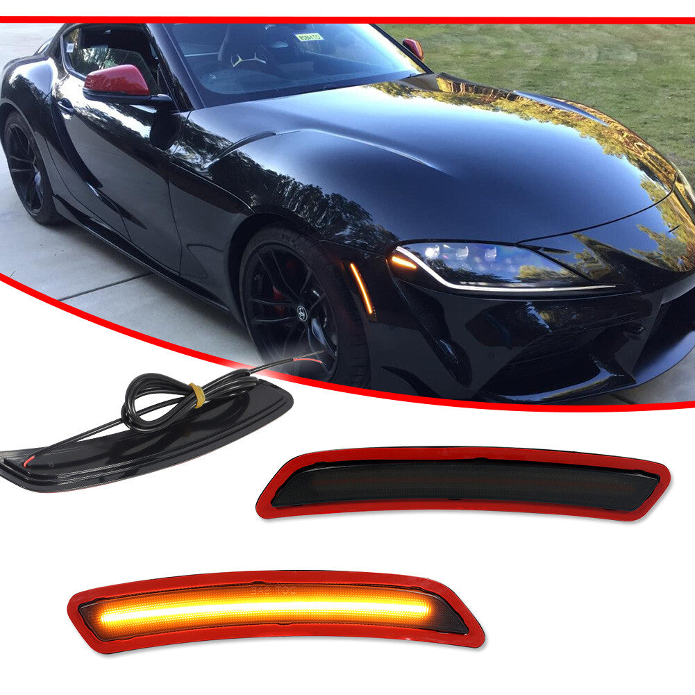 Smoked Lens Front Side Marker Lights Amber LED Lights for 2020 for GR Supra - v