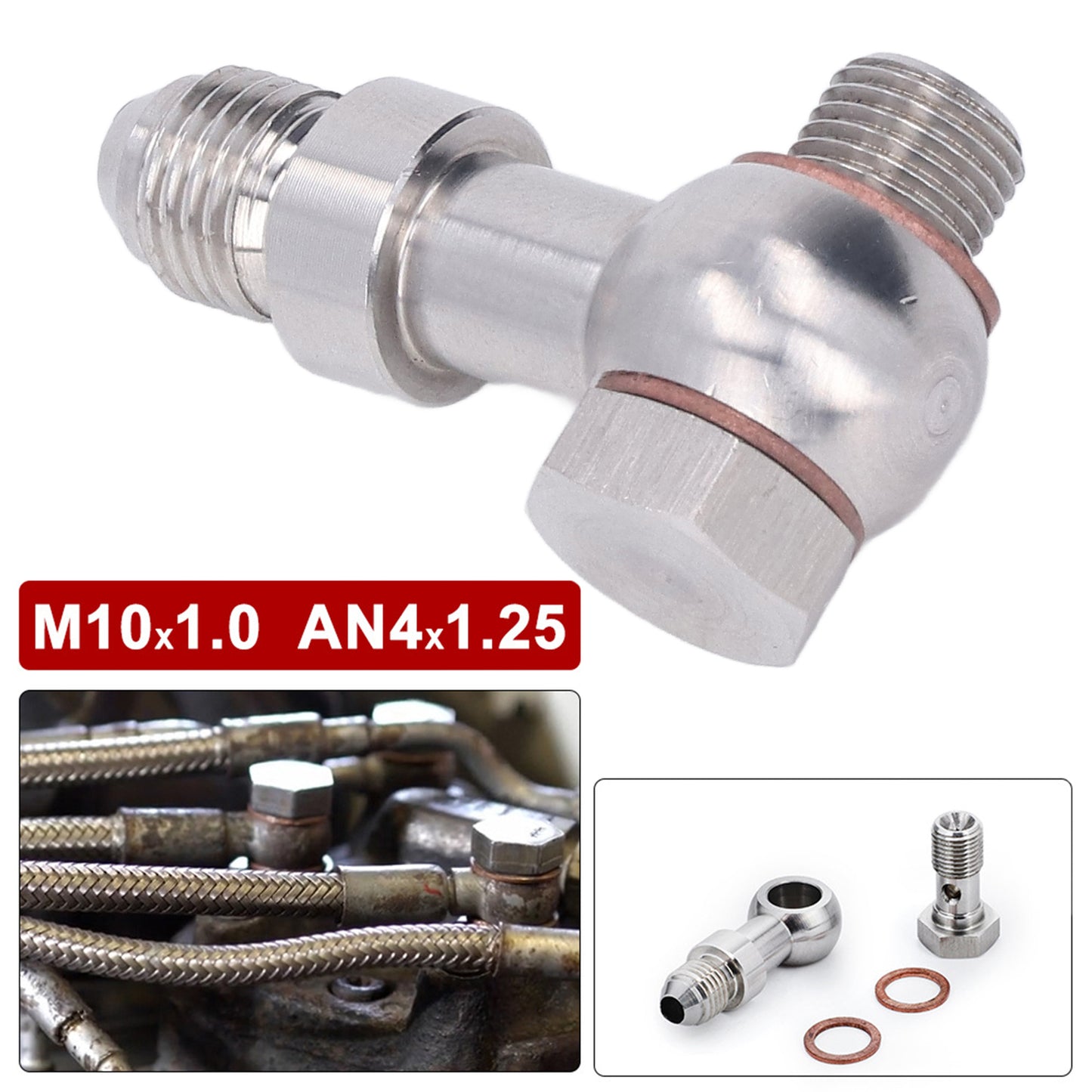 Hot Oil Feed Banjo Bolt Kit Turbocharger Restrictor Part For 110 4G63T 4B11T