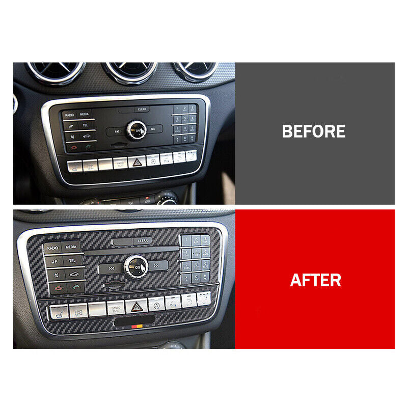 Carbon fiber center control CD panel frame cover trim for GLA CLA- n