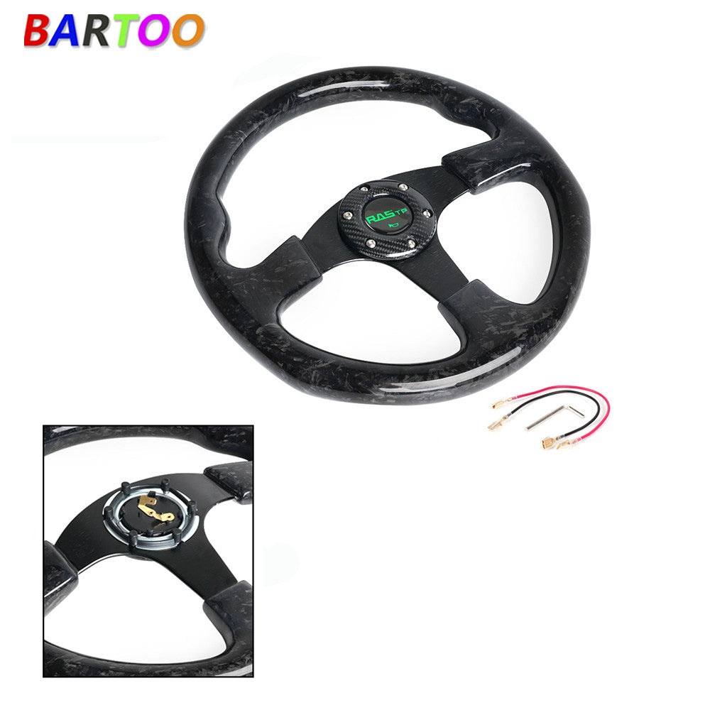 14Inch Forged Carbon Fiber Drifting Racing Steering Wheel 350mm Flat Dish 6 Bolt