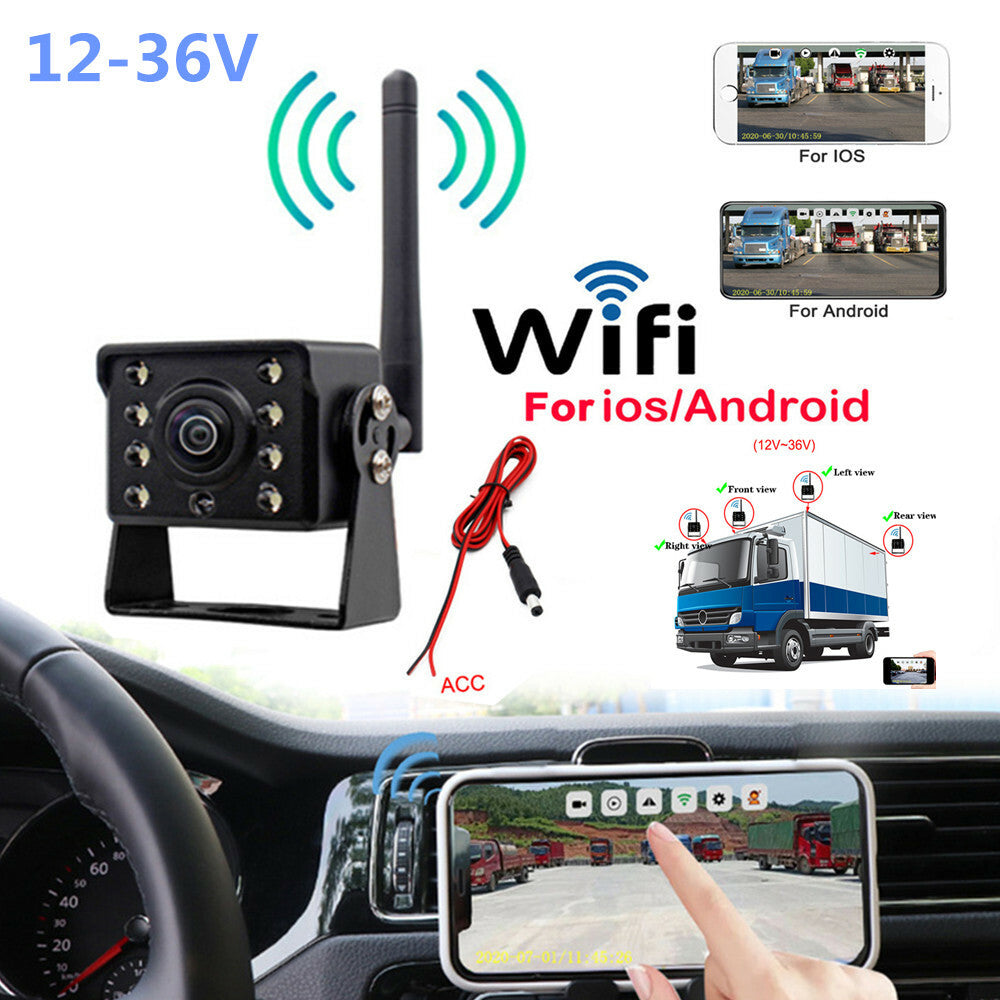 12-36V WiFi wireless bus rearview camera backup reverse compatibility with Android and iOS phones - n