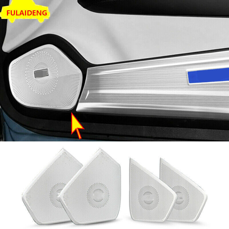 4 for Cadillac XT5 2016-2021 Matte Silver Steel Interior Door Speaker Cover Trim