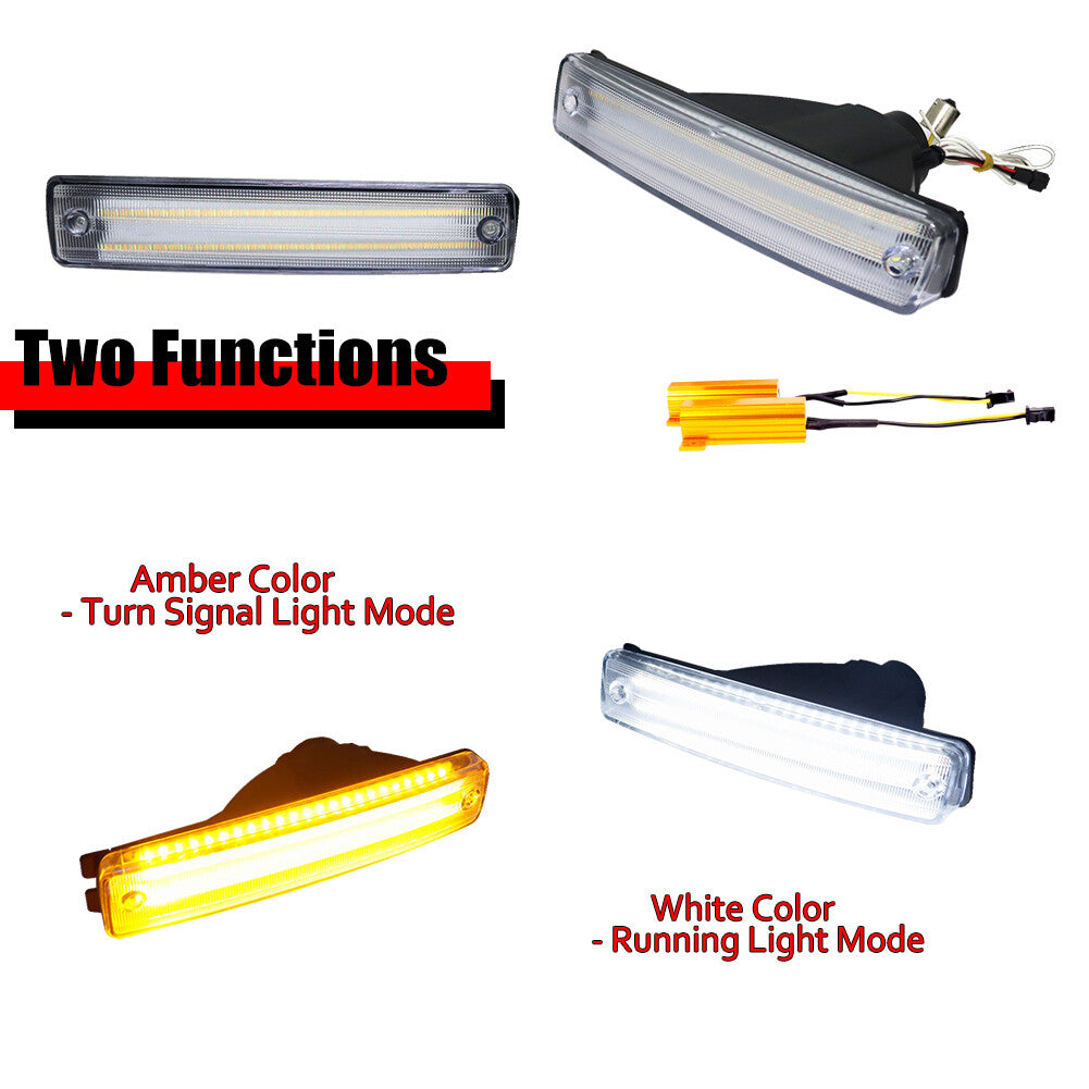 Clear Switch LED White DRL Amber Turn Signal Lights for 1990 - 1991 for Honda CRX - v