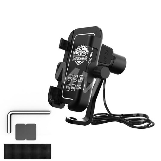 Motorcycle Cellphone Holder CNC 360° Rotating Rear Mirror Mount USB Fast for Charger Q