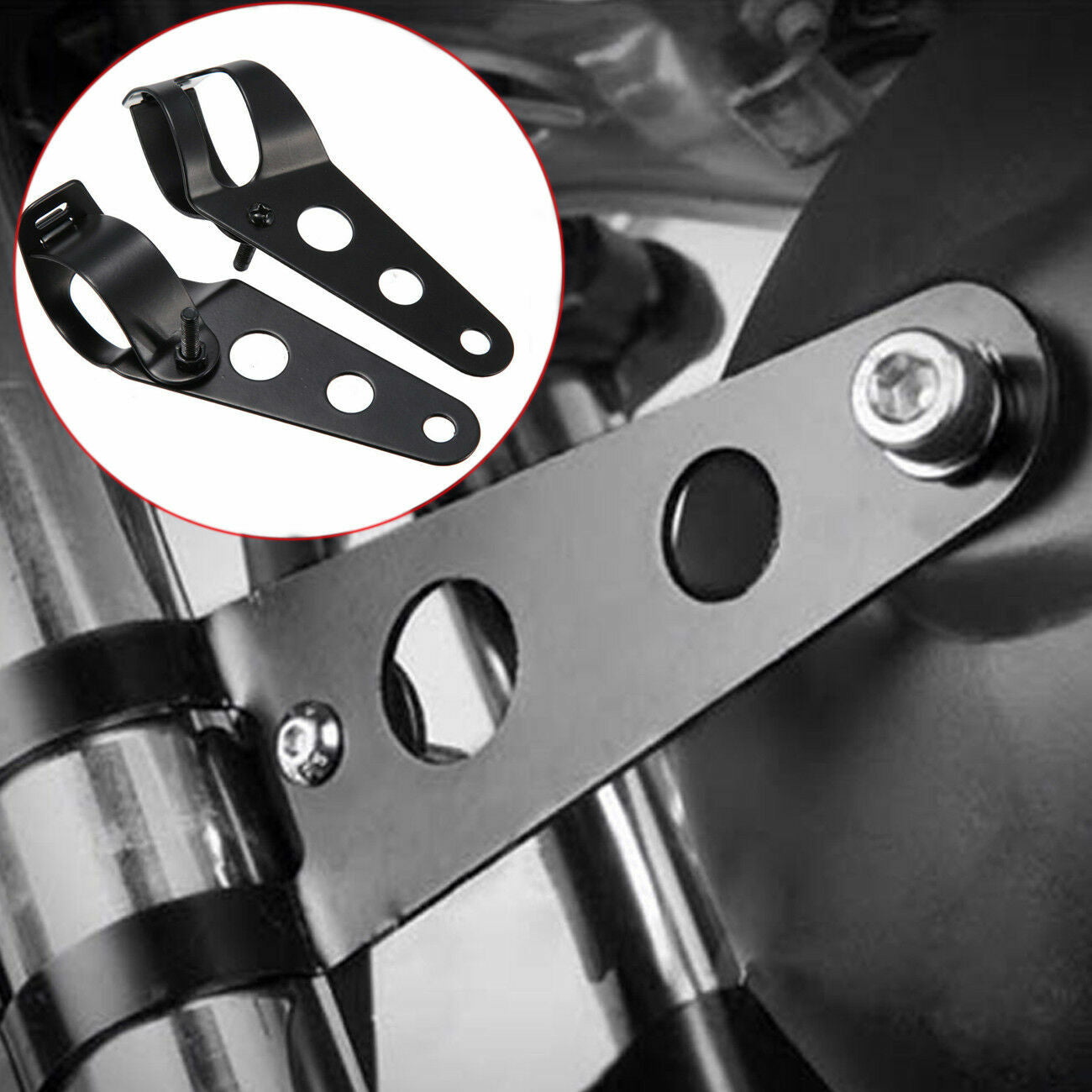 9.592x Motorcycle Headlight Fork Mount Bracket For Cafe Racer Rack 28-42mm