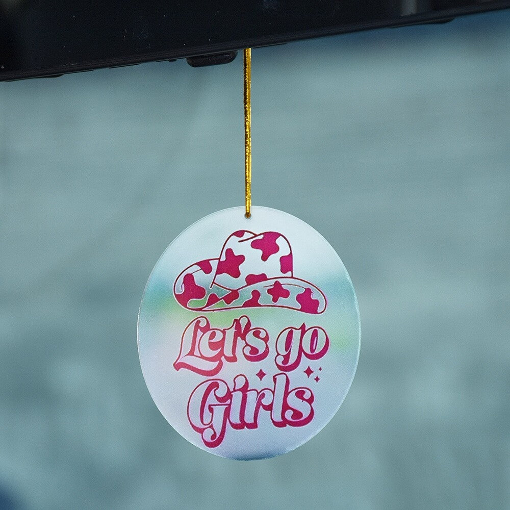 Acrylic Let's Go Girls Car Reariew Mirrior Hanging Hanger Decoration Decor