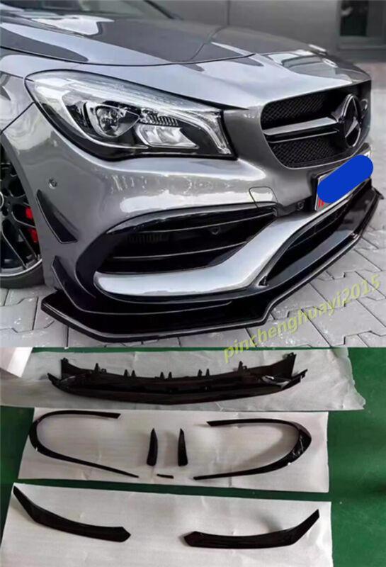 7-piece carbon fiber front bumper canard for Mercedes-Benz CLA200, CLA45, and AMG (2016-18).