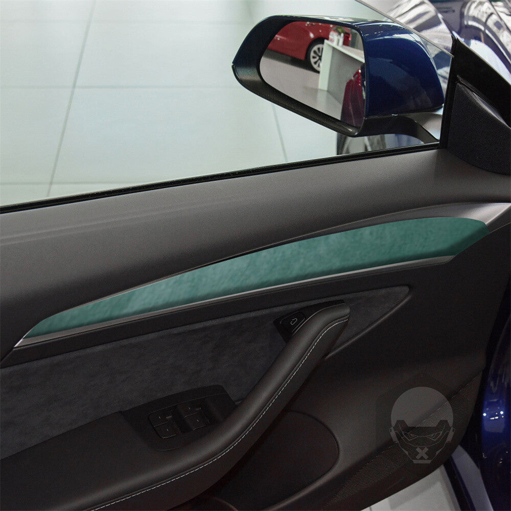 Soft Suede Green Interior Door Panel Decorative Cover for Tesla Model 3 /Y 2020+