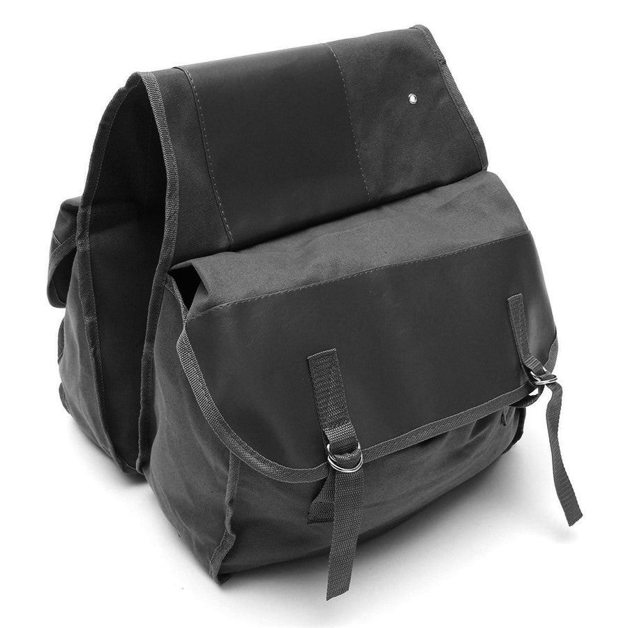 Black Motorcycle Universal Saddle Bag Travel Tool Storage Canvas Pouch Box Q