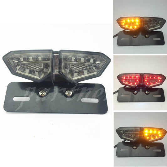 New Smoke LED Motorcycle Brake Tail Turn Signal License Plate Integrated Light Q