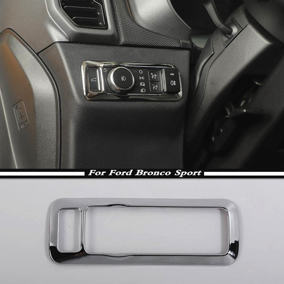 For 2021-2023 Bronco Sport ABS Chrome Car Headlight Switch Panel Cover Trim v