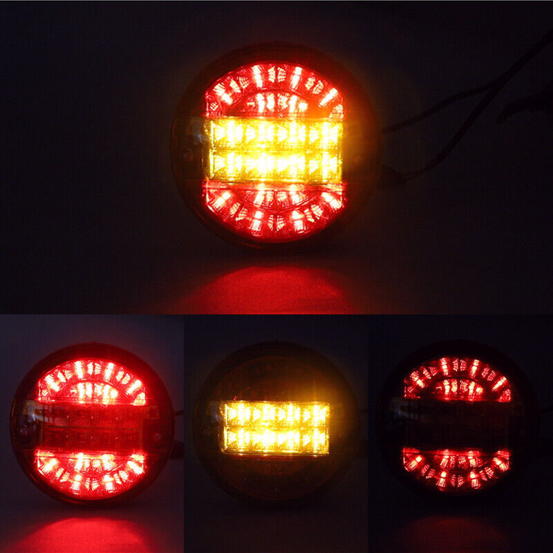 2x 5.5 Round Bus Truck RV Trailer Tail Lights LED Stop Brake Turn Signal Light