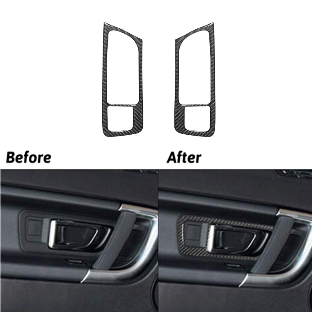 2X Carbon Fiber Front Door Handle Frame for Land Rover Discovery Sport 2015-2019
