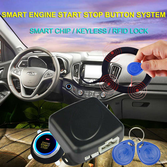 Car Start Stop Button Engine Push Start Button Alarm RFID Lock Keyless System