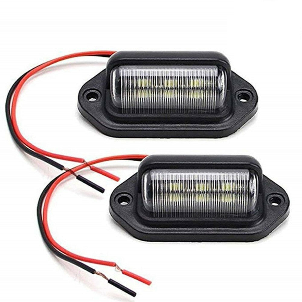 White 6 LED Rear Tail License Number Plate Light Lamp 12-24V Car Truck Trailer