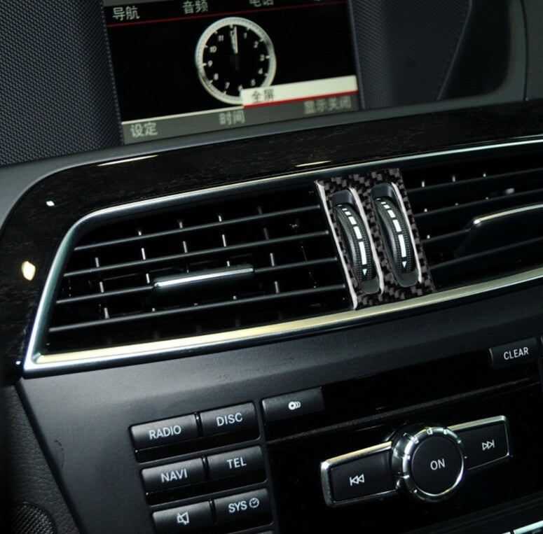 Carbon fiber car control air socket frame decorative sticker for C W204 2011-2013 n