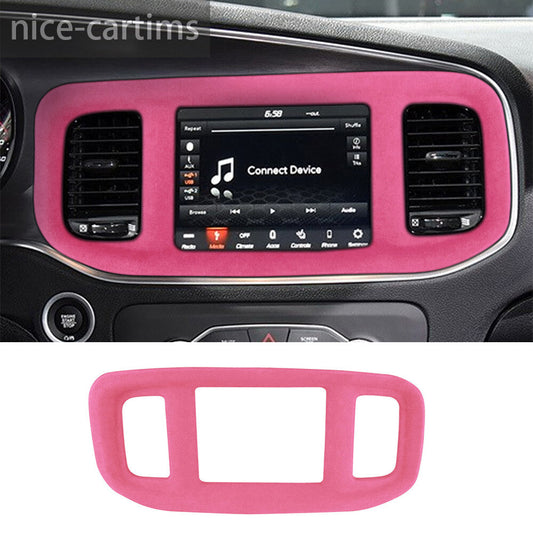 Suede Pink Central Control GPS Navigation Panel Trim for Dodge Charger 2015-2023