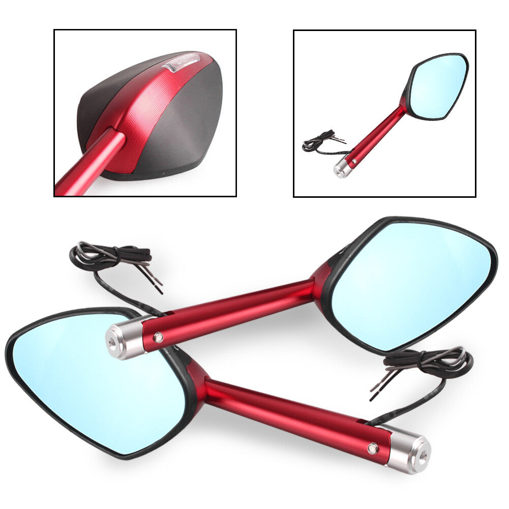 2x Motorcycle Side Rearview Mirror w/ Signal Fit for Honda CBR600RR CBR1000RR XR CB Q