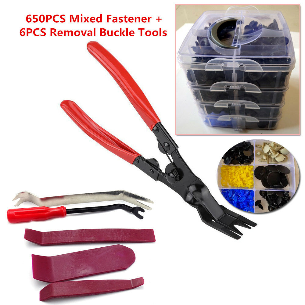 650x Fasteners for Door Panels and Mudguards: Rivet Clips + Removal Tool n