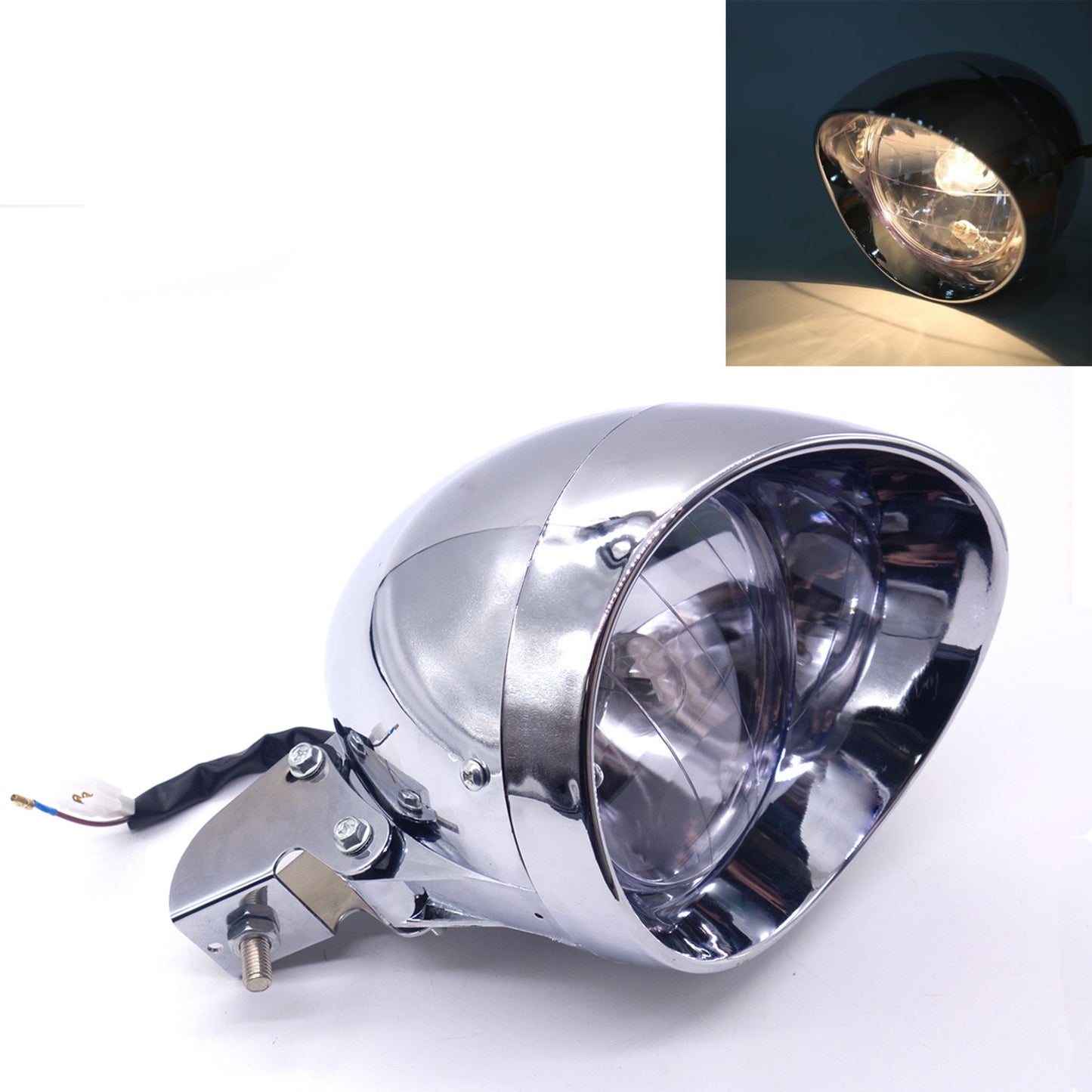 Motorcycle Chrome Bullet Headlight Head Light for Harley for Honda for Yamaha Custom Q