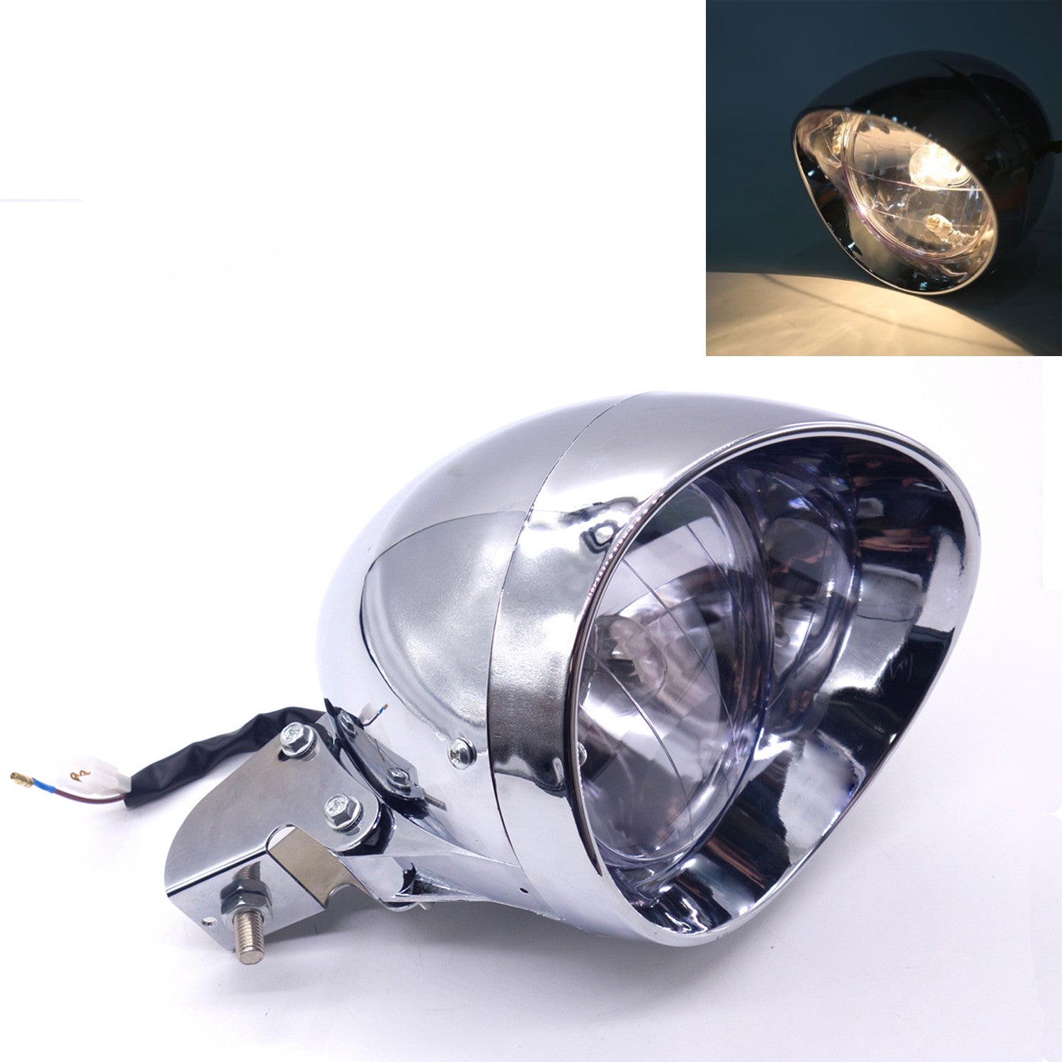 Motorcycle Chrome Bullet Headlight Head Light for Harley for Honda for Yamaha Custom Q