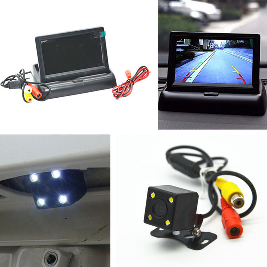 Car Night USE LED Rear View Backup Camera  Foldable Display Monitor