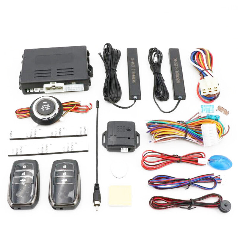12V Keyless Entry Engine Start Alarm System Button Remote Start/Stop Kit n