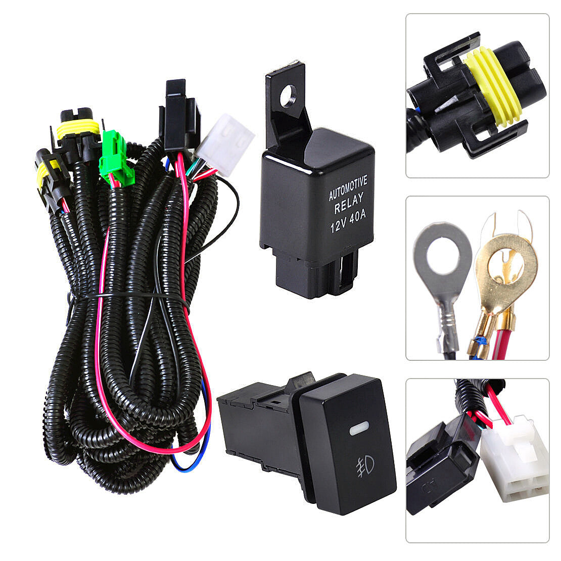 Wiring harness kit 40A 12V switching power supply H11 fog light kit for Ford Focus and for Acura