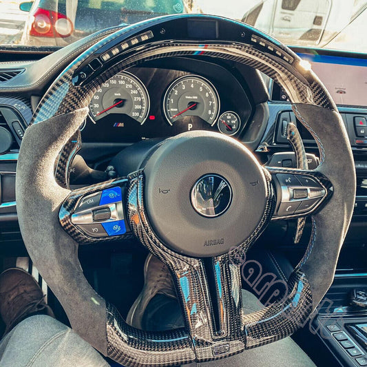 for BMW X5 X6 M3 M4 M5 M6 F87 F82 Alcantara LED Carbon Fiber Steering Wheel 14+