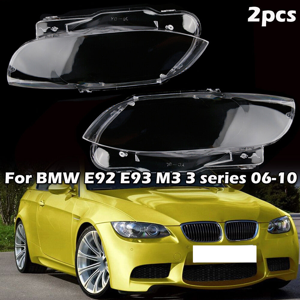 2pcs Front Headlight Lens Cover Lampshade Cap for BMW E92 E93 Coupe M3 2006-2010