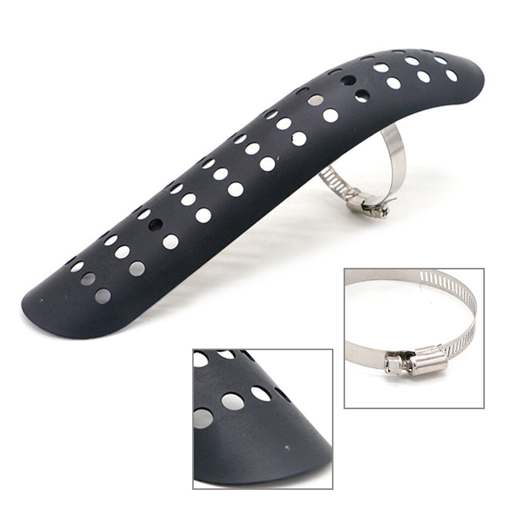 Black Universal Motorcycle Exhaust Muffler Pipe Heat Shield Cover Heel Guard