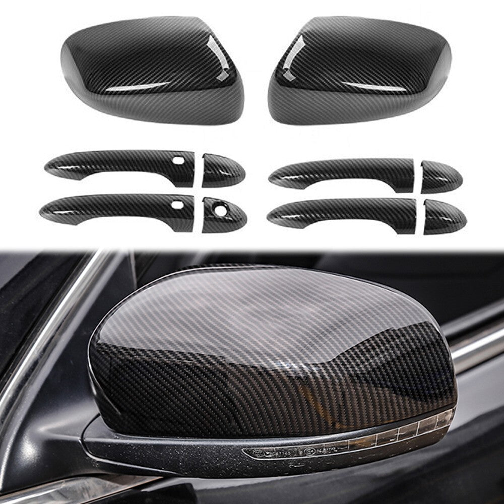 for Jeep Compass Cherokee 17-23 for Smart Door Handle Rearview Mirror Cover Carbon
