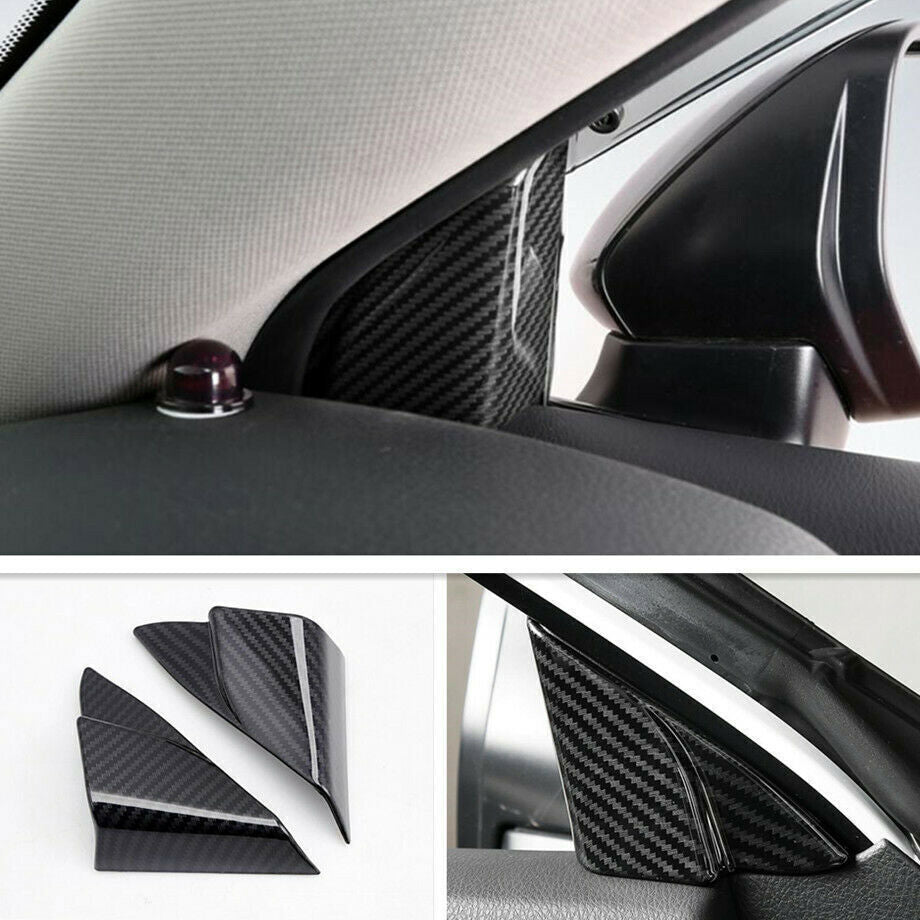 2P Carbon Fiber Interior Front Triangle Pillar Cover Trim for Toyota for Camry 18-20