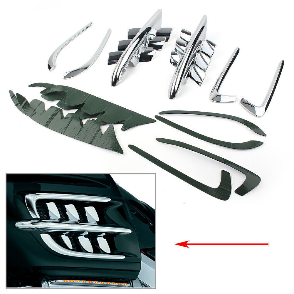 6x Chrome for Premier Shark Gillsset Fit for Honda Goldwing GL1800 01-11 ABS Fairing Q