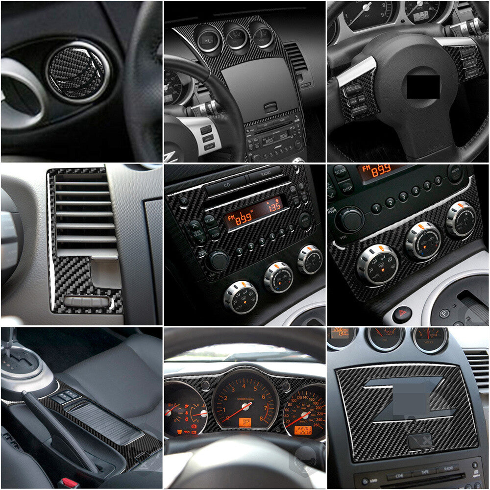 27PCS for Nissan 350Z 2003-09 Carbon Fiber Interior Full Set Kit Decorative Trim