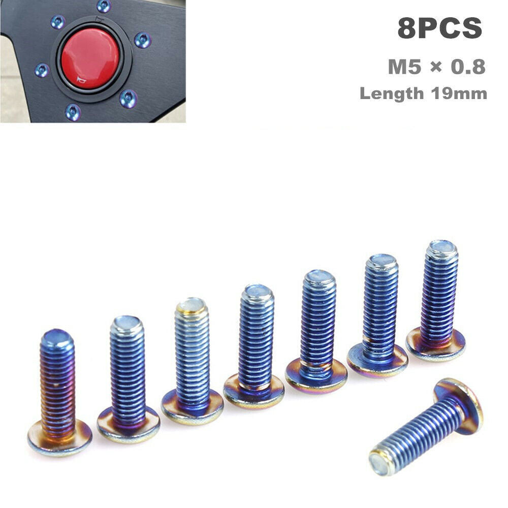 8x Racing Car Steering Wheel Screw Bolts, Tapered M5×0.8, 19mm Length, Burning Titanium n