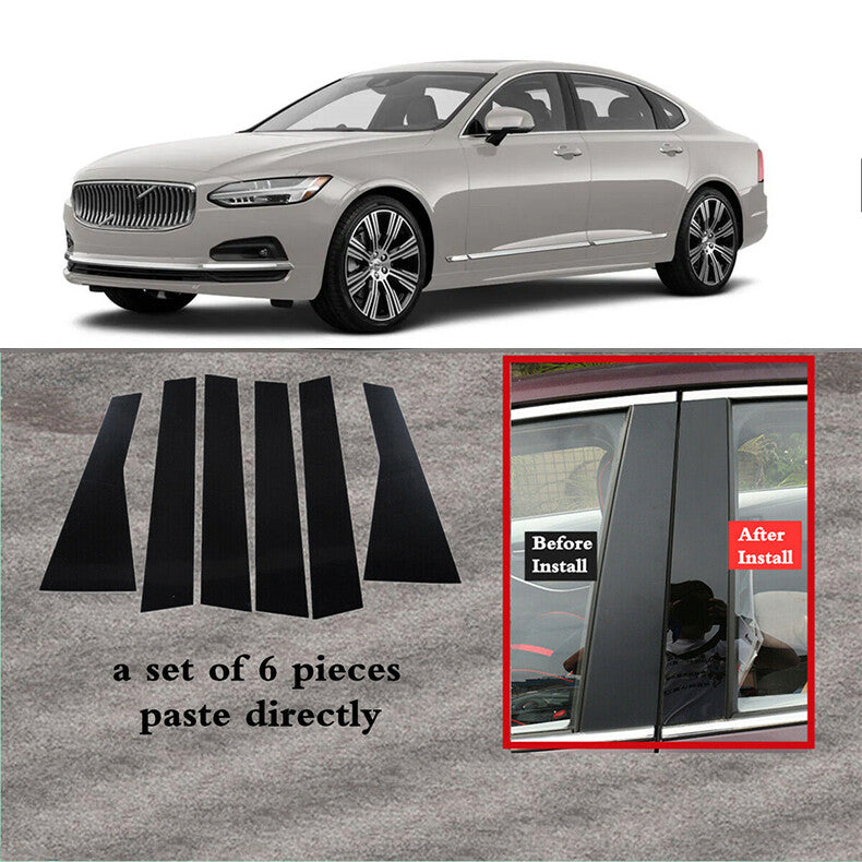 for Volvo S90 2017-2022 6pc Black Pillar Posts Set Door Trim Piano Cover Kit US