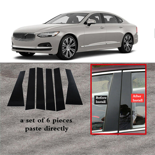 for Volvo S90 2017-2022 6pc Black Pillar Posts Set Door Trim Piano Cover Kit US