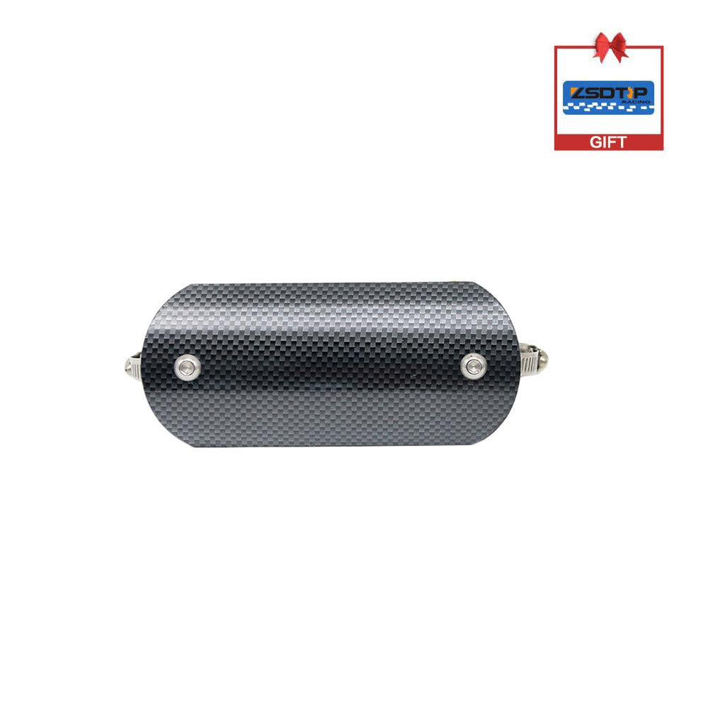 One-piece black stainless steel exhaust system muffler protective cover, diameter 4.5-7 cm.