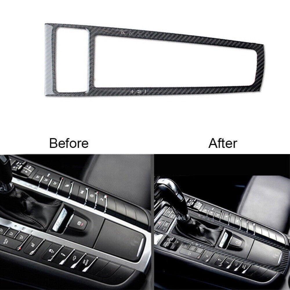 Carbon Fiber Gear Shift Frame Panel Cover-Trim For Macan 2014-2019 Black n